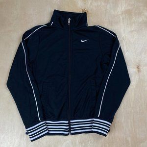 Nike Black and White Full Zip Up Mock Neck Lightweight Jacket